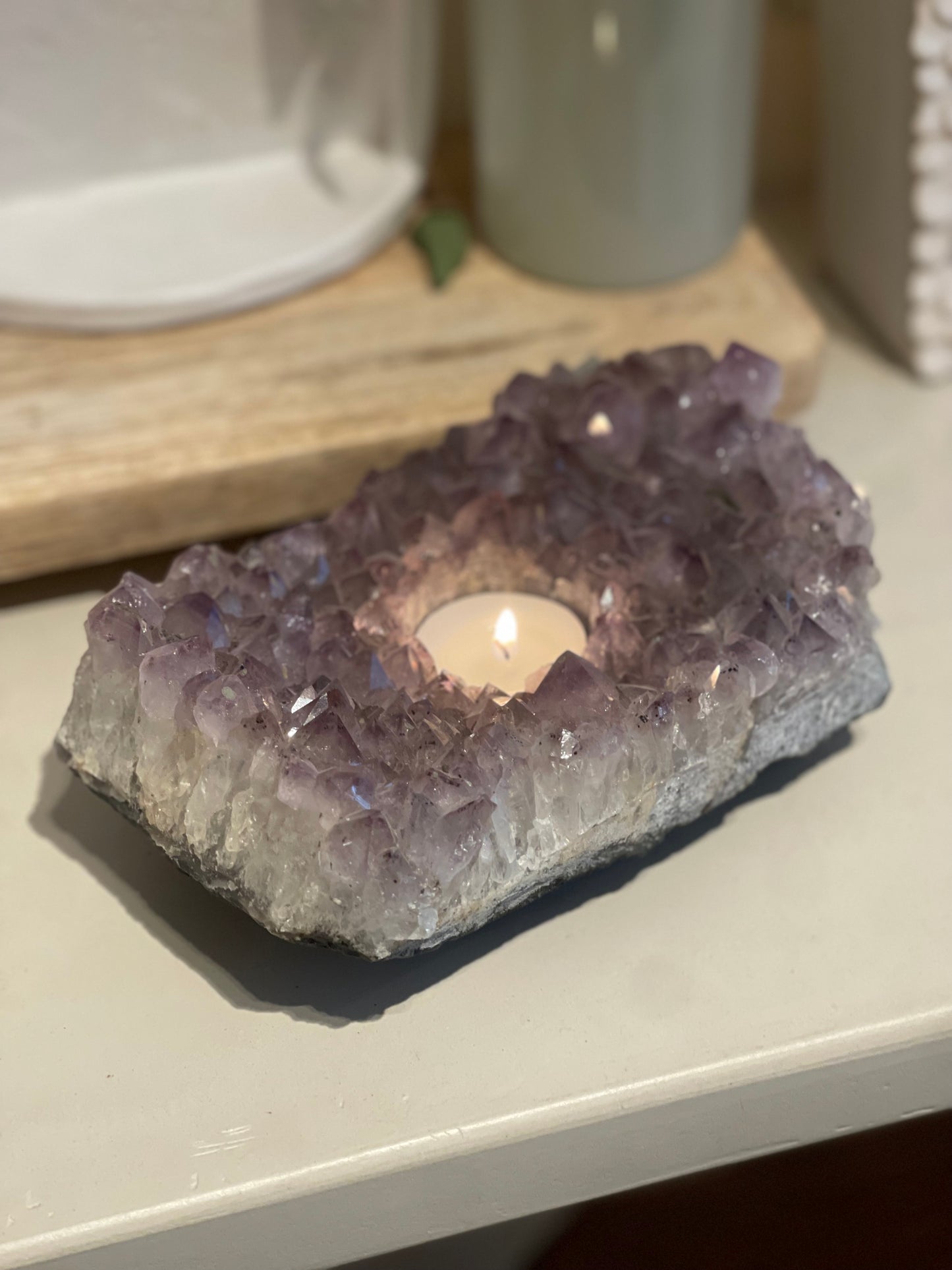 Amethyst Crystal Candle Holder