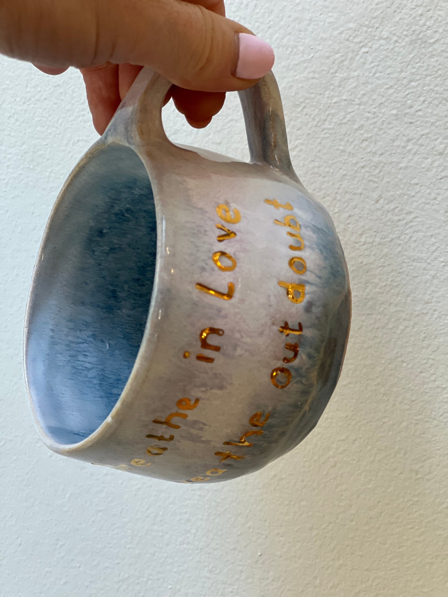 Handmade ceramic mug “Breath in Love” - Studio Avalon Boheme