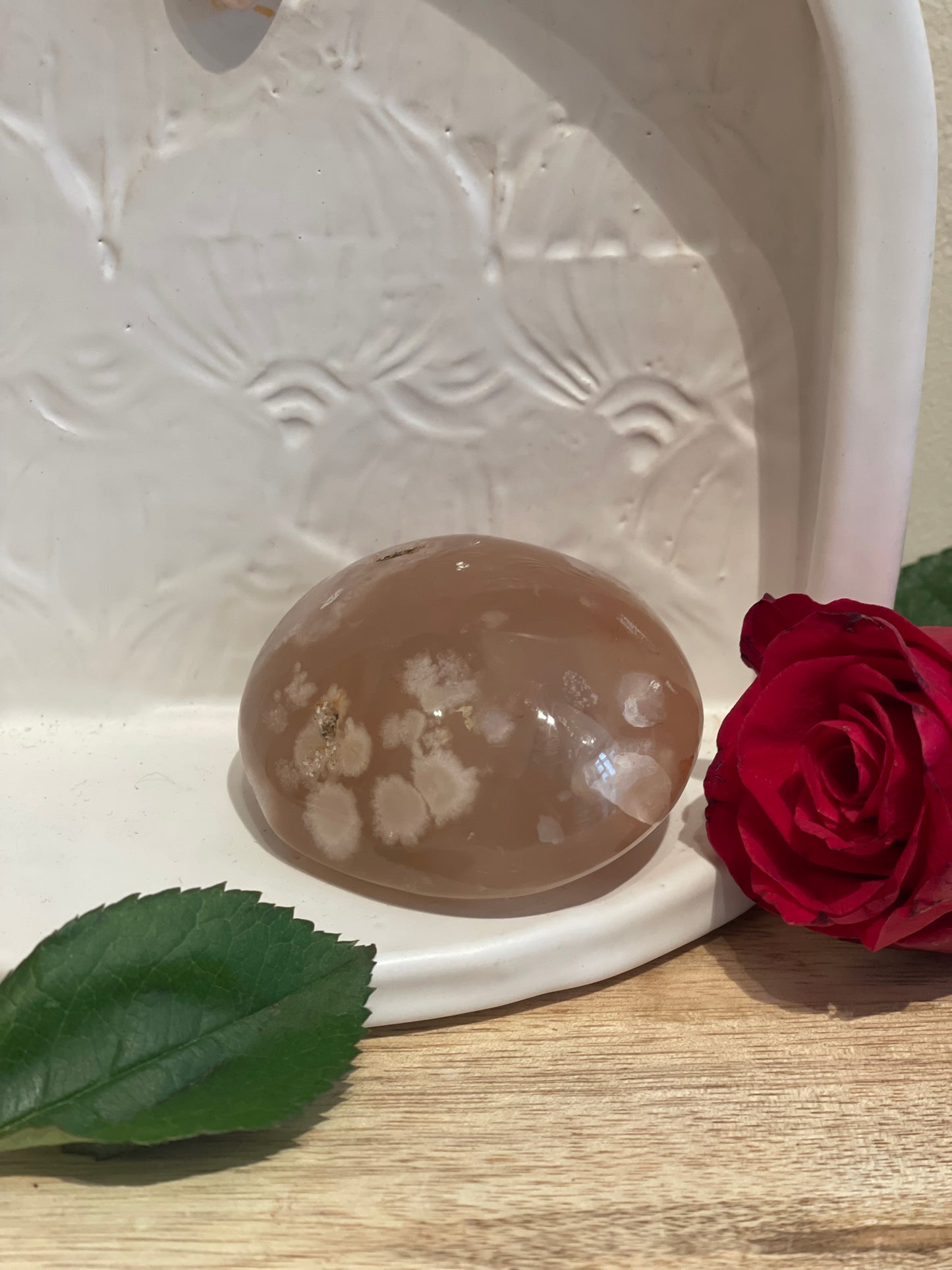 Flower Agate Crystal Heart and Root Chakra