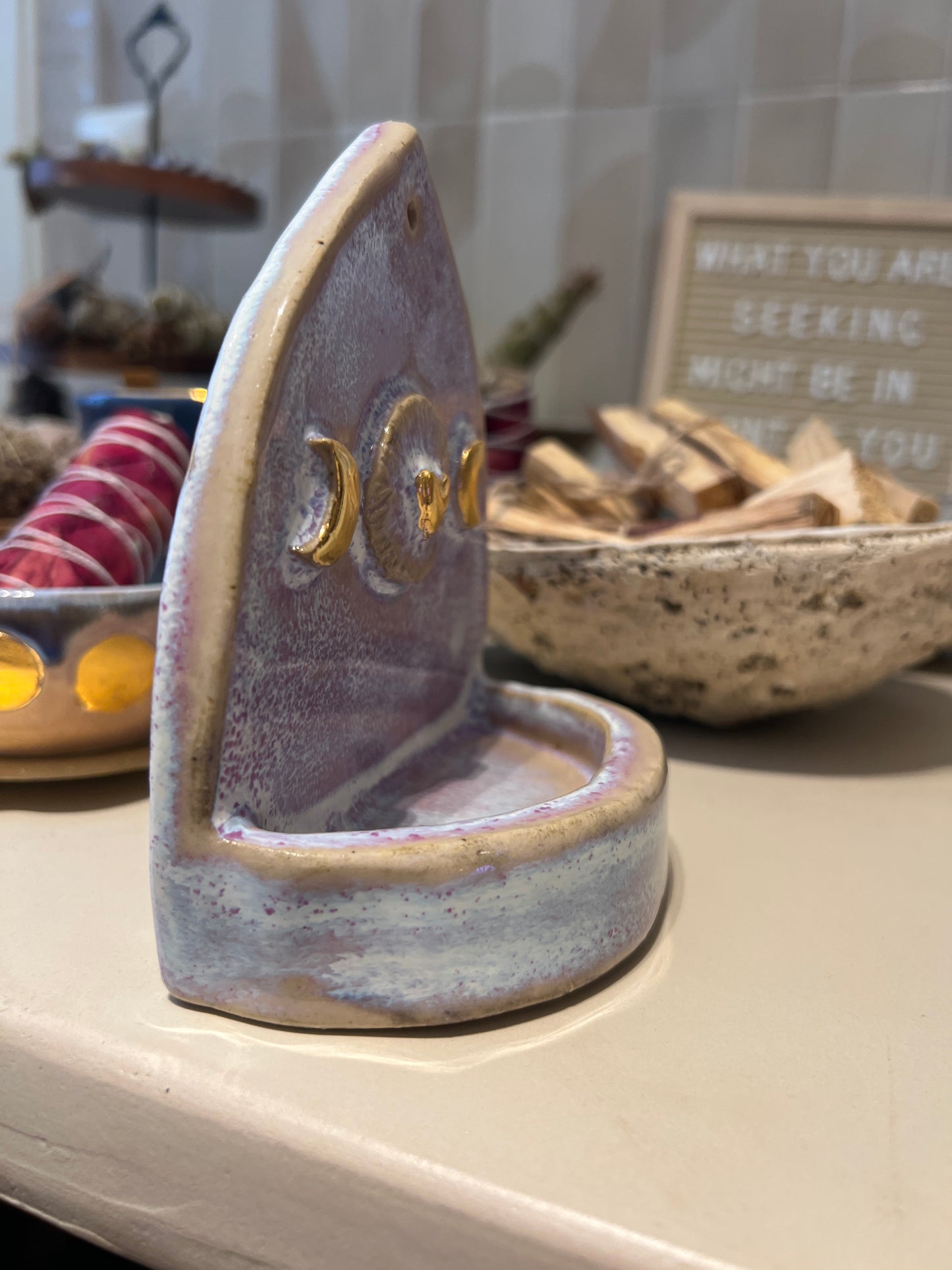 Handmade altar - 24K Gold Moon and heart - Studio Avalon Bohème