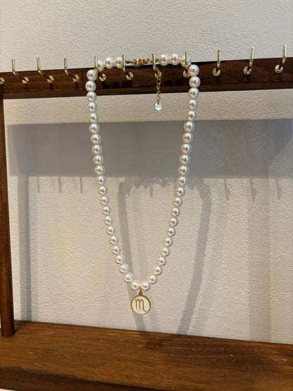 Zodiac Sign 18K Gold Plated Necklace Scorpio Schorpioen Beads Pearls