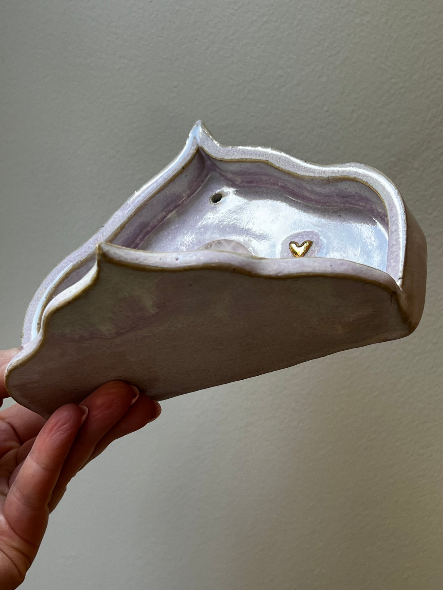 Handmade altar - 24K Gold Heart and Rose Quartz Moon - Studio Avalon Bohème