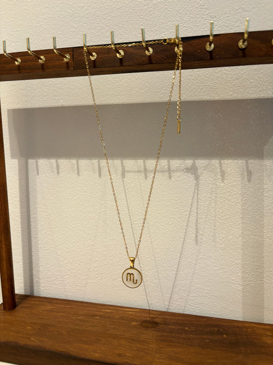 Zodiac Sign 24k Gold Pleated Necklace Scorpio Schorpioen Chain