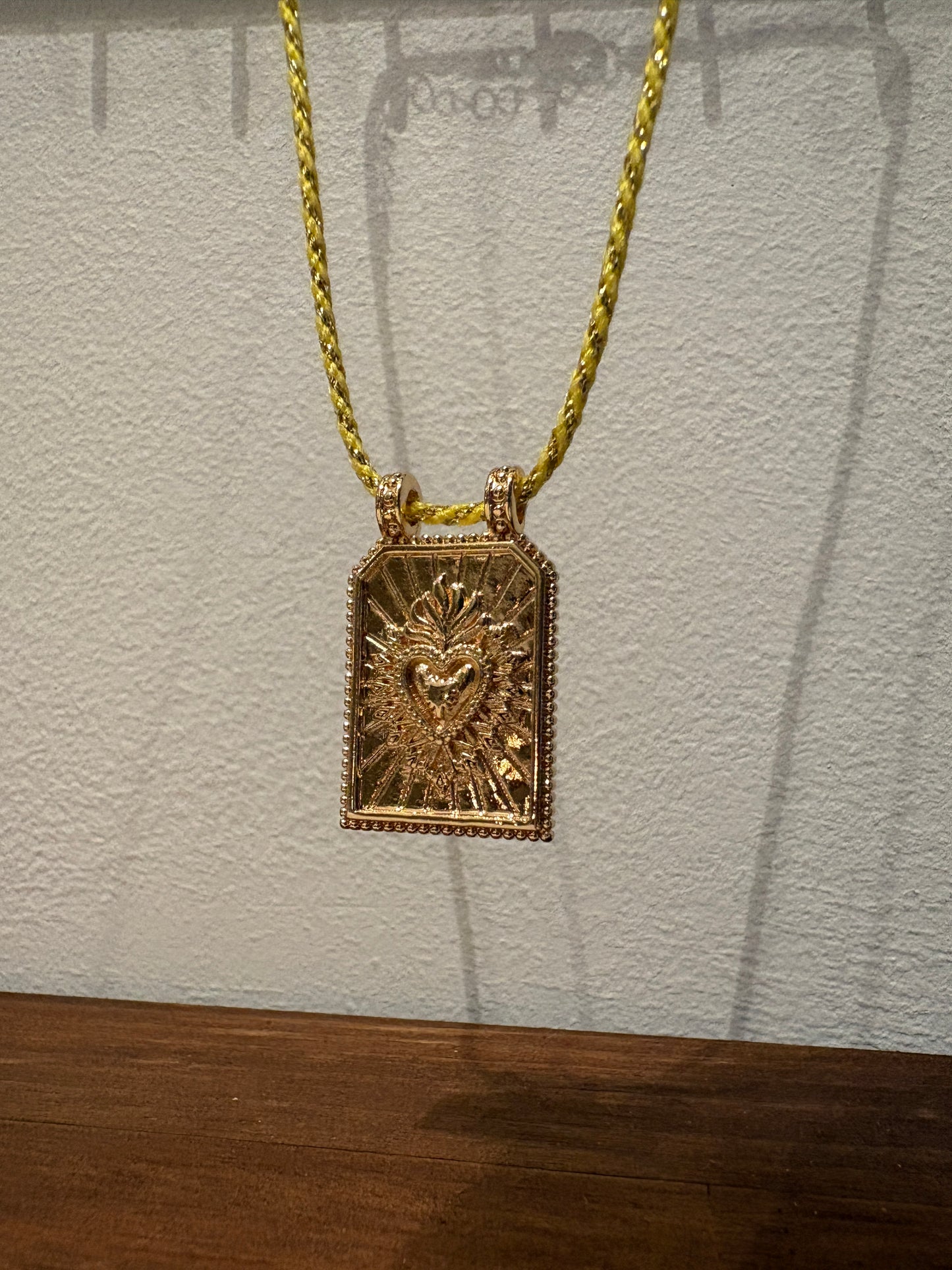 Yellow Necklace Burning Heart Tarot Card