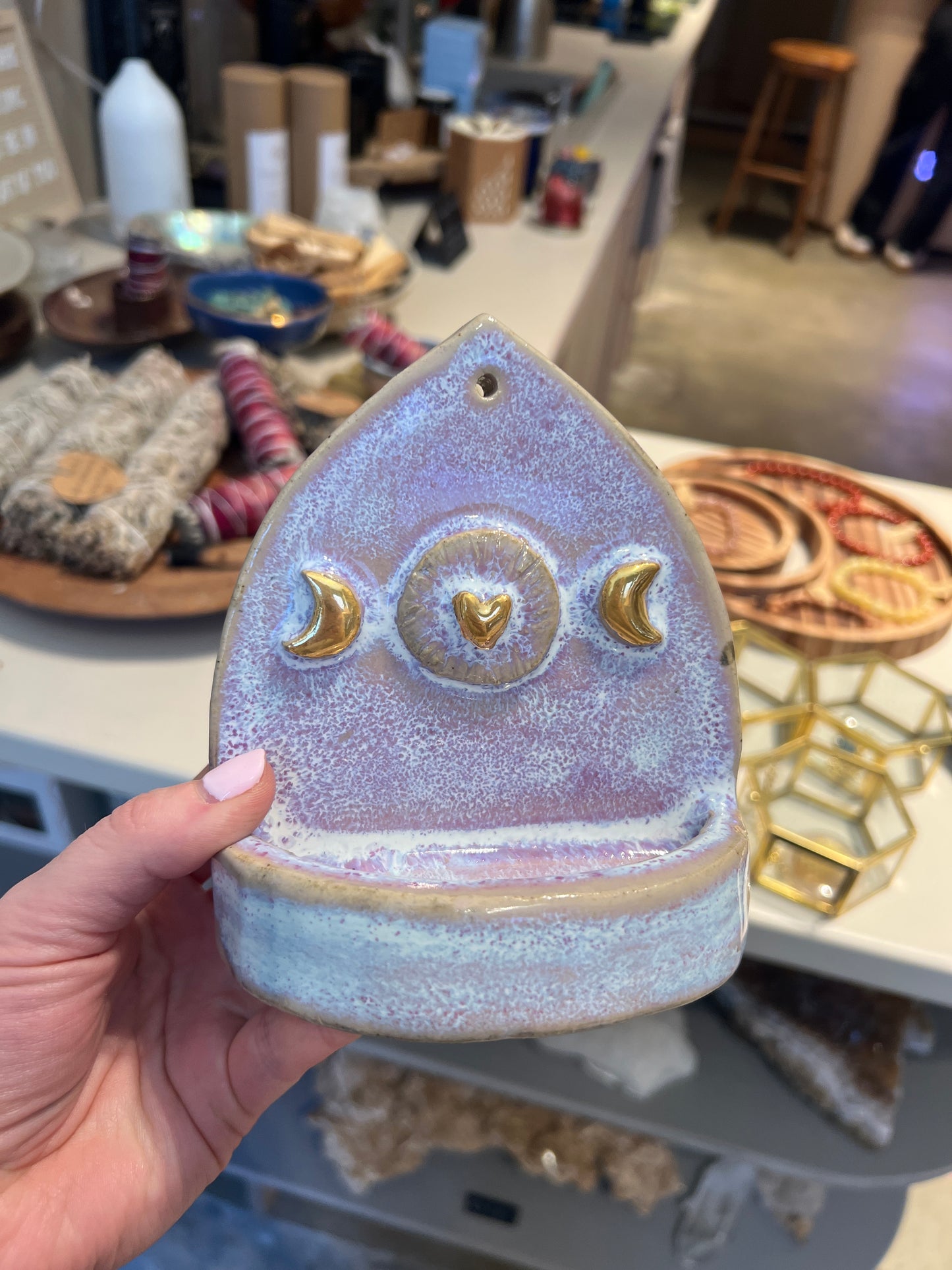 Handmade altar - 24K Gold Moon and heart - Studio Avalon Bohème
