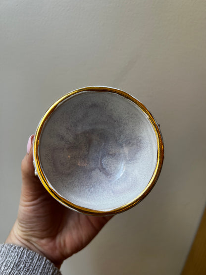 Handmade ceramic mini smudge bowl- Gold Hearts - Studio Avalon Boheme