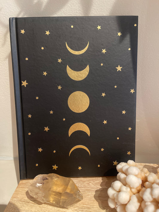 NOTEBOOK MOON PHASES & STARS Black – 15X21 CM