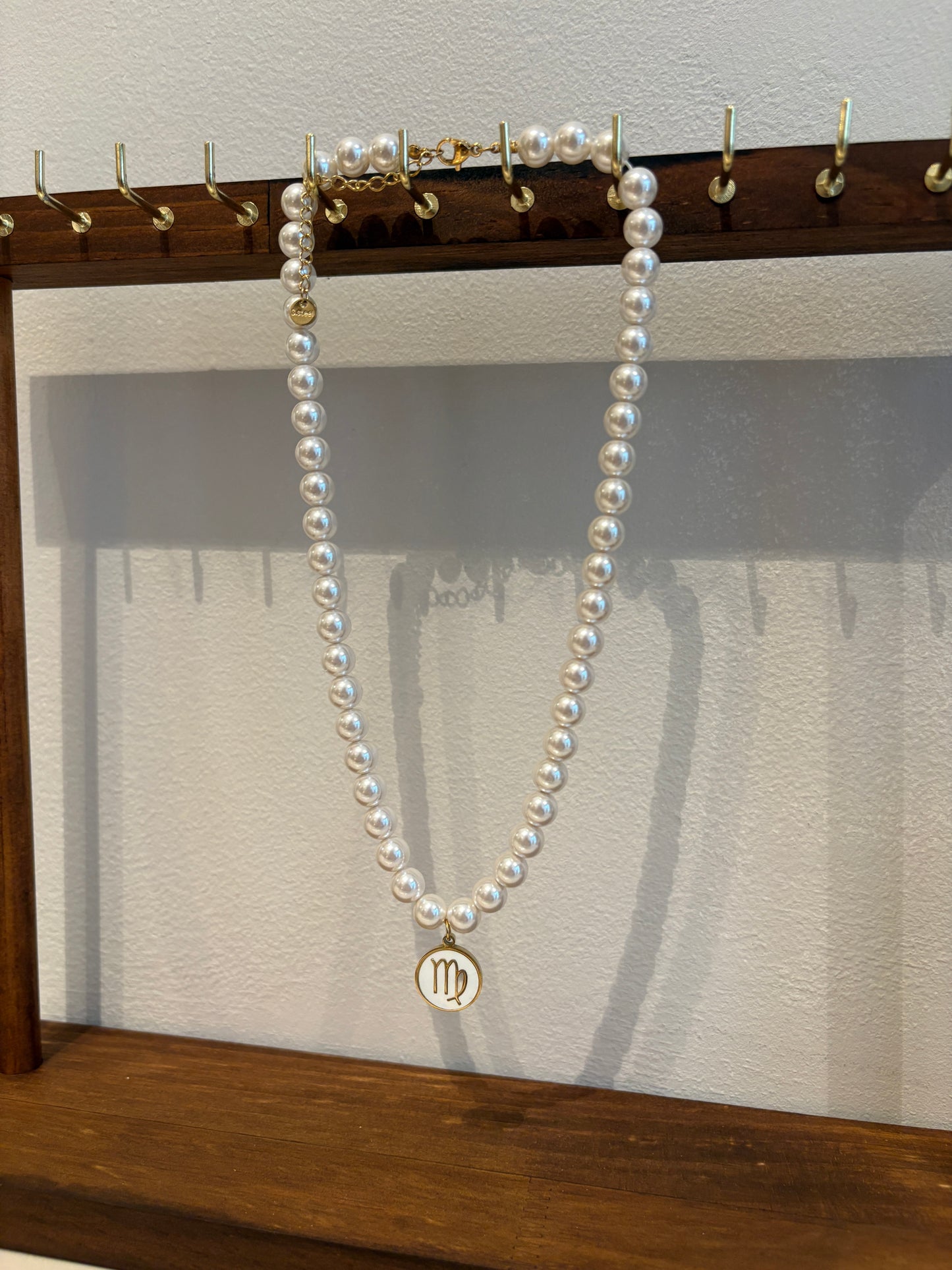 Zodiac Sign 18K Gold Plated Necklace Virgo Maagd Beads Pearls