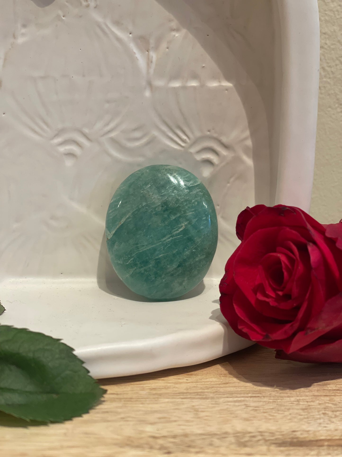 Green Amazonite Crystal Heart and Throat Chakra (Oval)