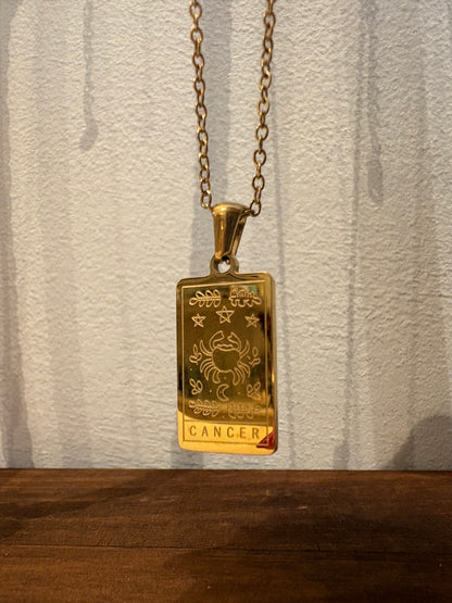 Zodiac Sign 18K Gold Plated Necklace Cancer Kreeft