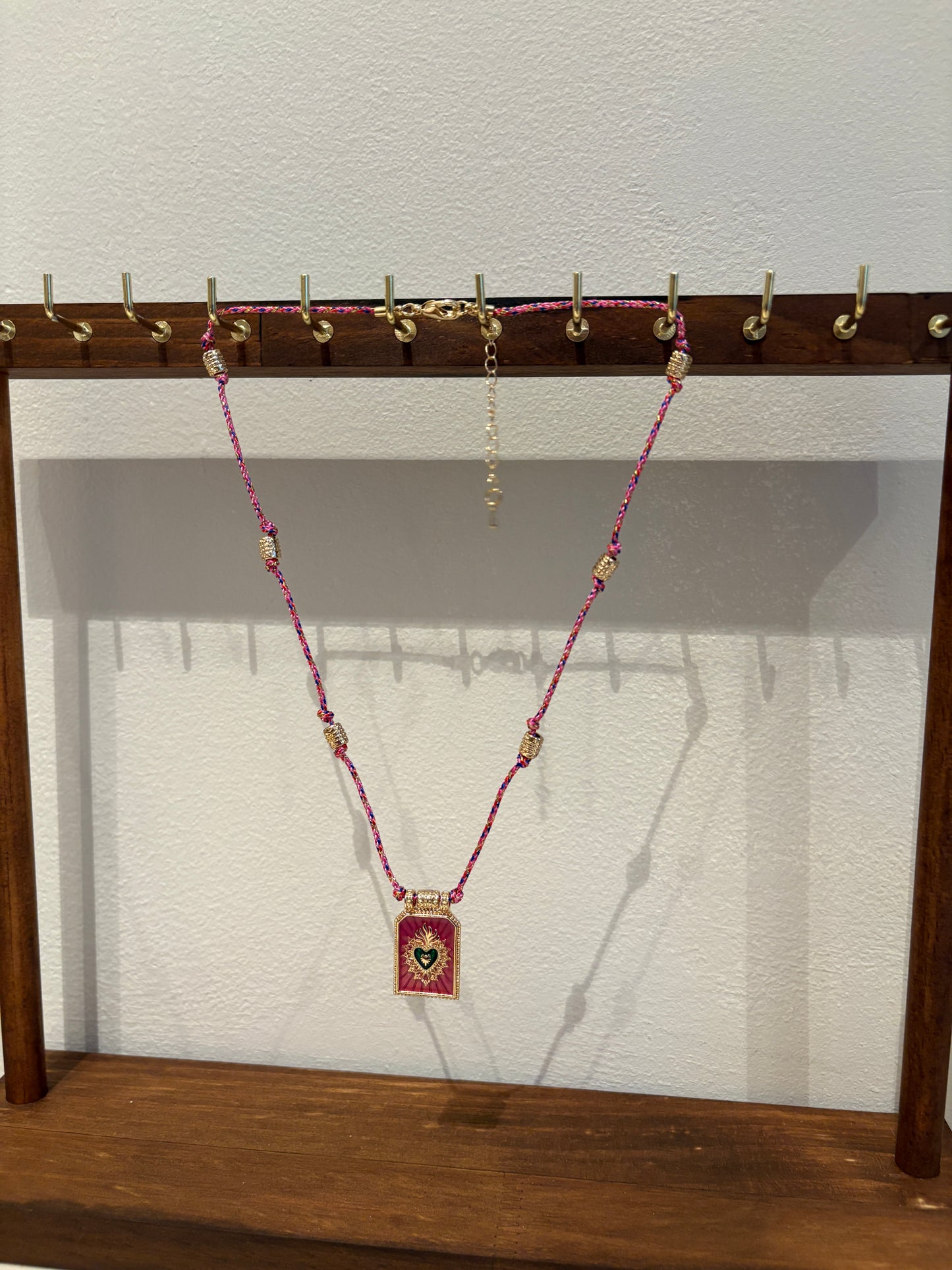 Pink Necklace Burning Heart Tarot Card