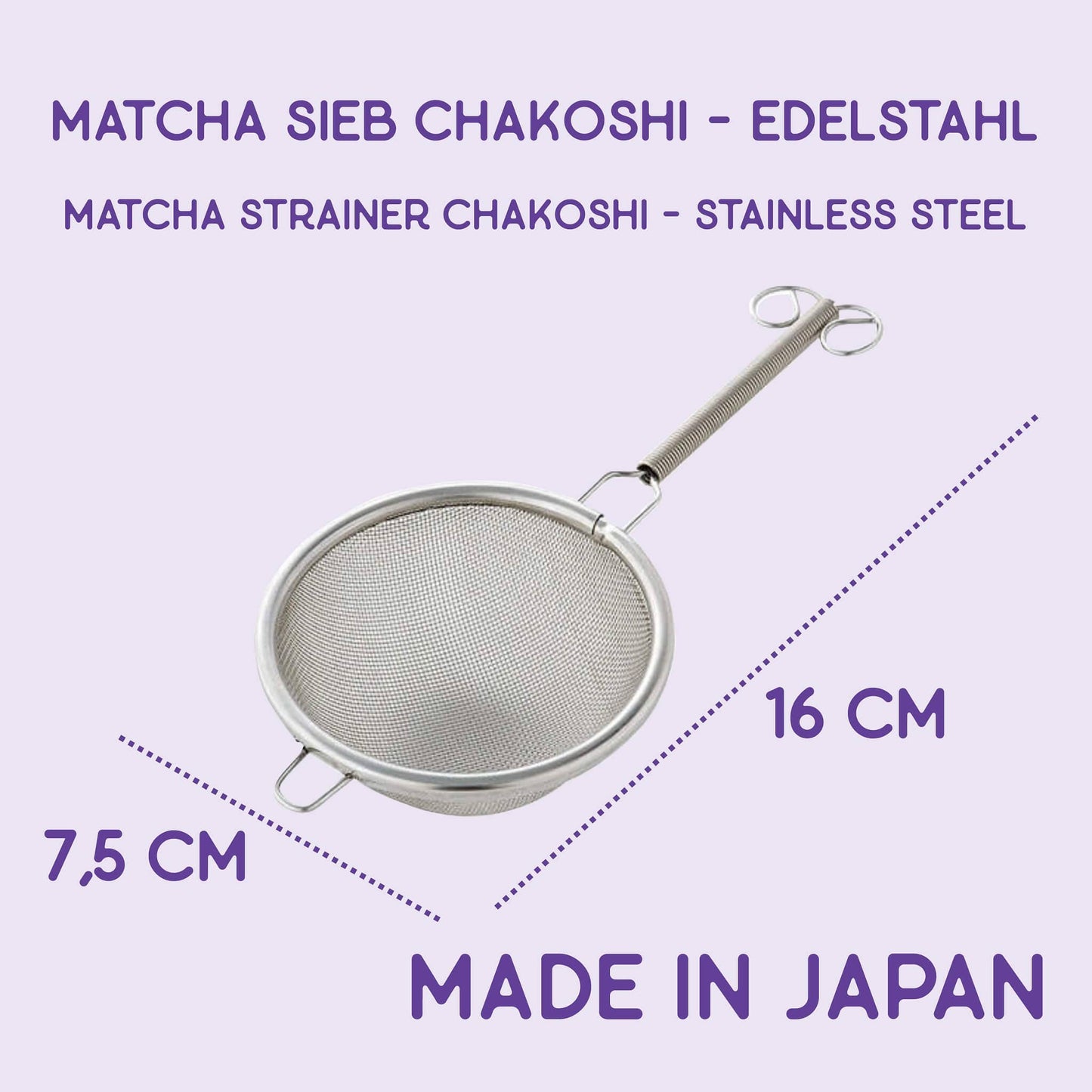 Stainless steel matcha tea strainer, chakoshi