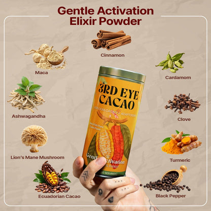 Third Eye Ceremonial Cacao - Gentle Activation Elixir: 8.4oz Tin (30 Servings)