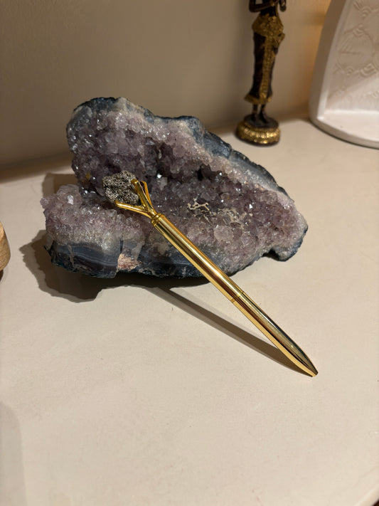 Pyrite Crystal Pen Solar Plexus Chakra