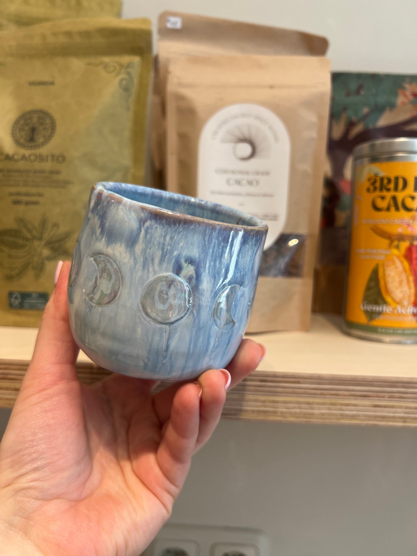 Handmade ceramic cacao cup “Moon phases” - Studio Avalon Boheme