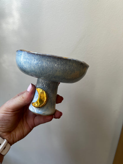 Handmade ceramic smudge bowl- Gold Moon - Studio Avalon Boheme