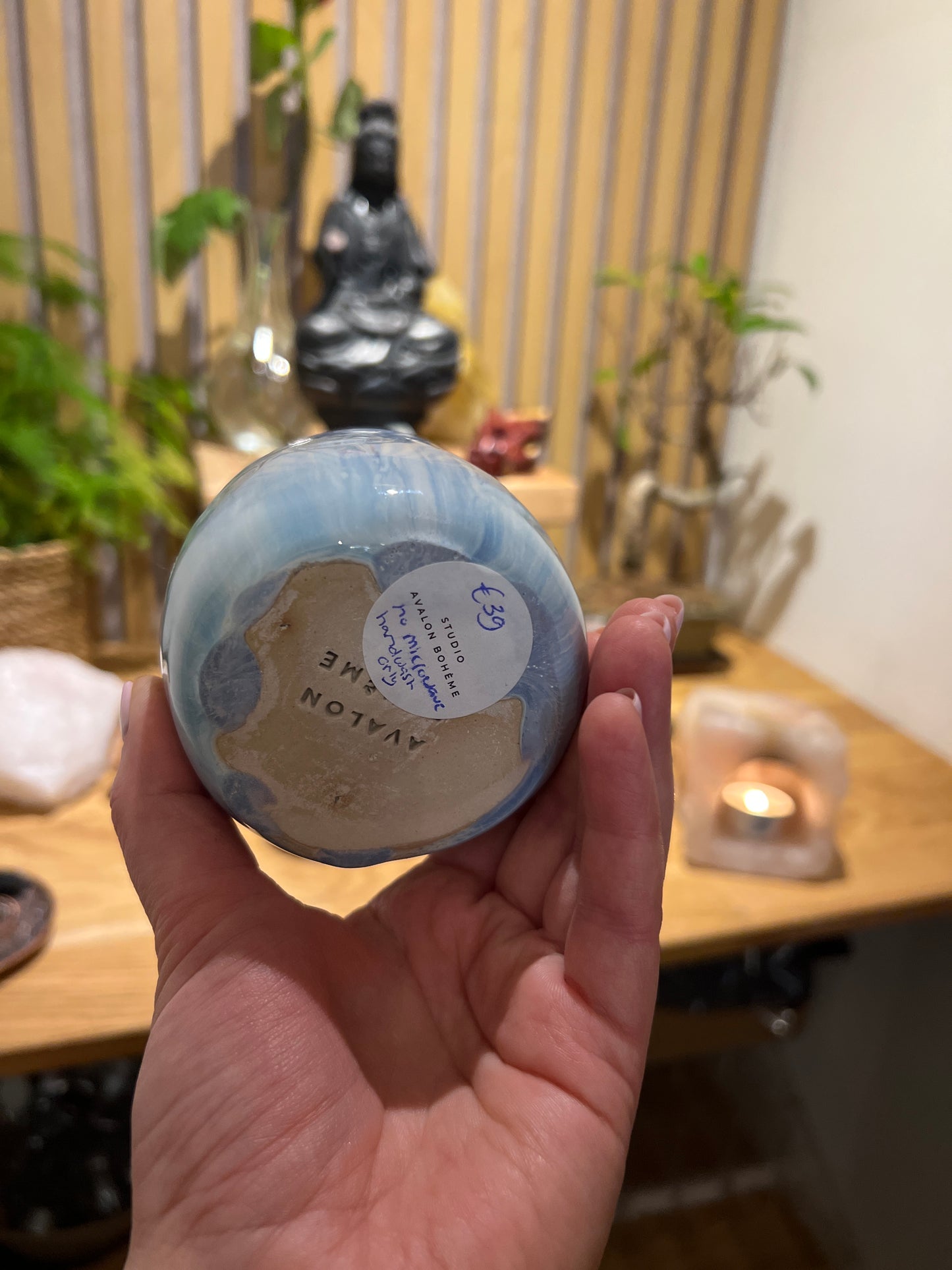 Handmade ceramic cacao cup “Moon phases” - Studio Avalon Boheme