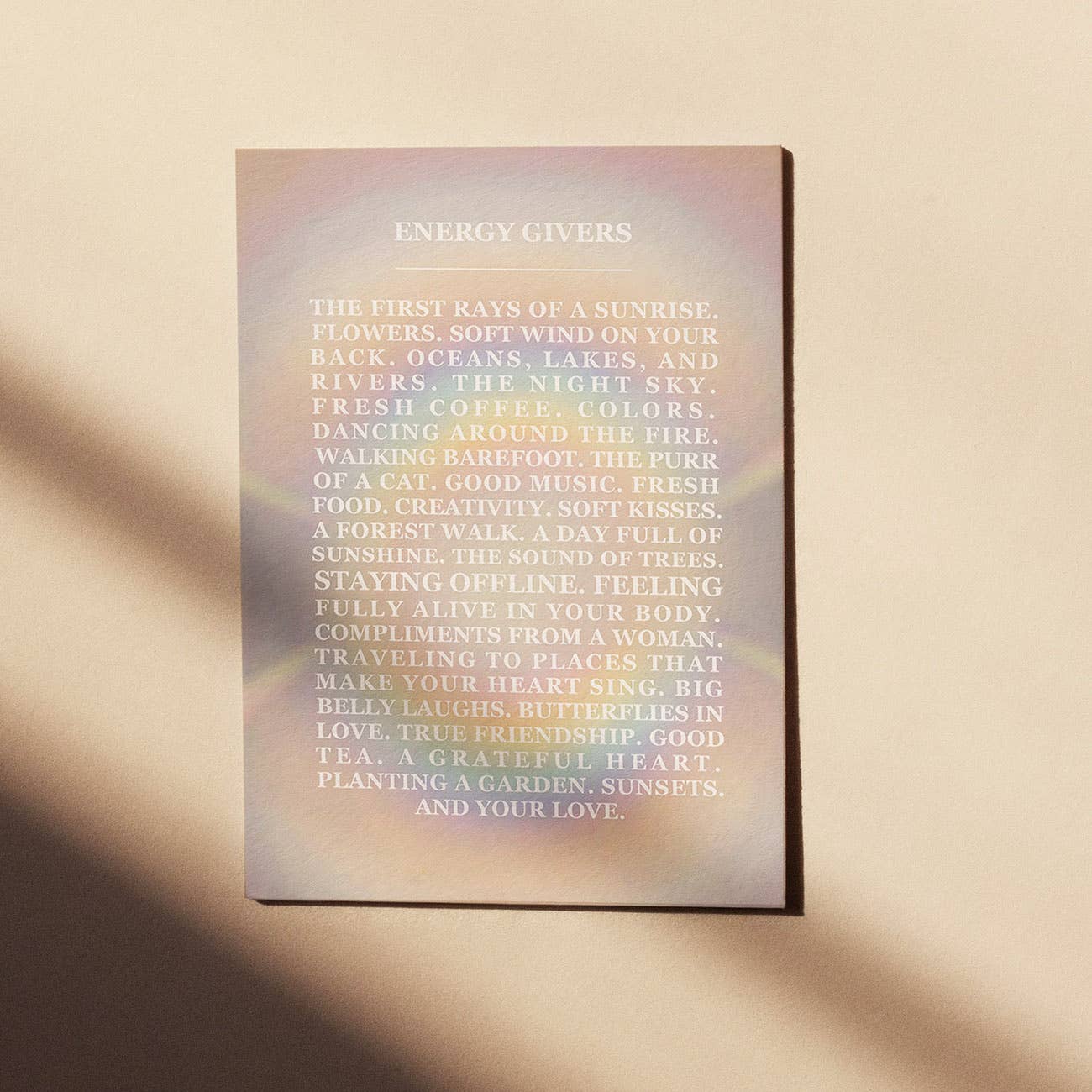 ENERGY GIVERS - CARD - RAINBOW - SUNSHINE LOVE - POSTCARD