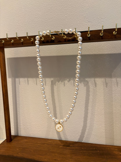 Zodiac Sign 18K Gold Plated Necklace Sagittarius Boogschutter Beads Pearls