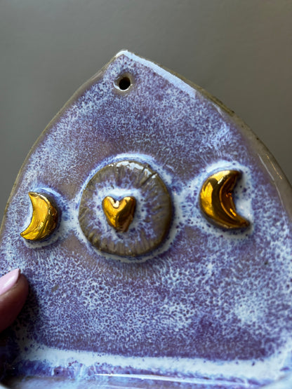 Handmade altar - 24K Gold Moon and heart - Studio Avalon Bohème