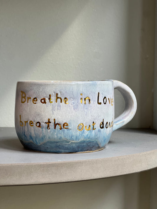 Handmade ceramic mug “Breath in Love” - Studio Avalon Boheme