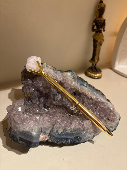 Rose Quartz Crystal Pen Heart Chakra