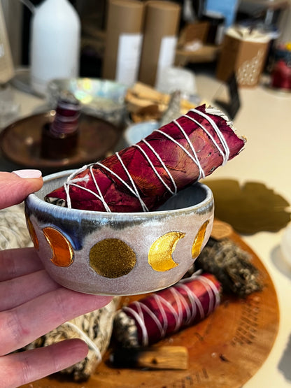 Handmade ceramic smudge bowl- Moon Phase - Studio Avalon Boheme