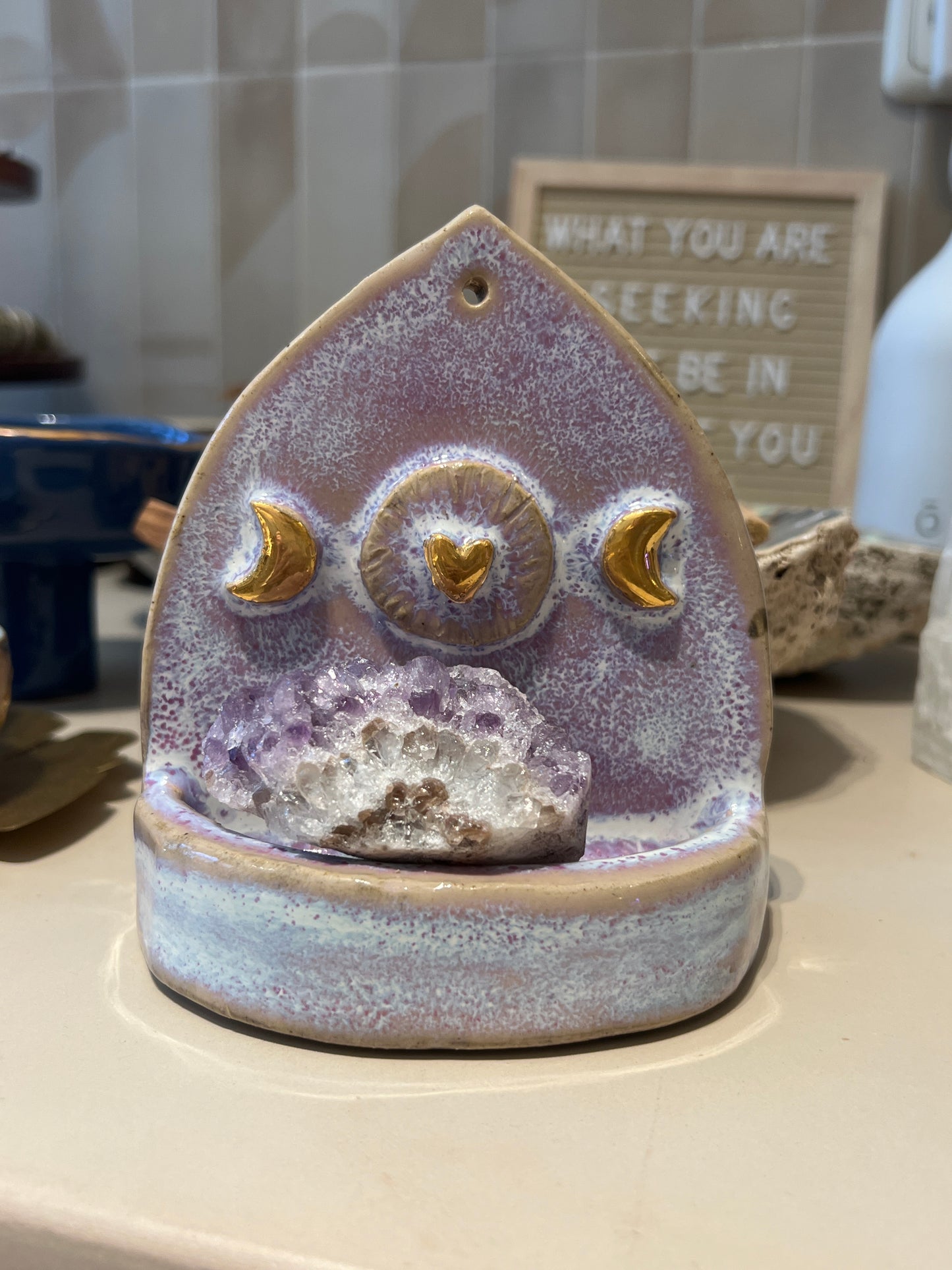 Handmade altar - 24K Gold Moon and heart - Studio Avalon Bohème