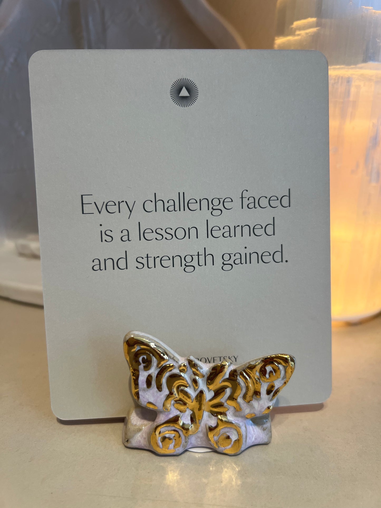 Studio Avalon_ Handmade Ceramic Card Holder_Gold Layered Butterfly