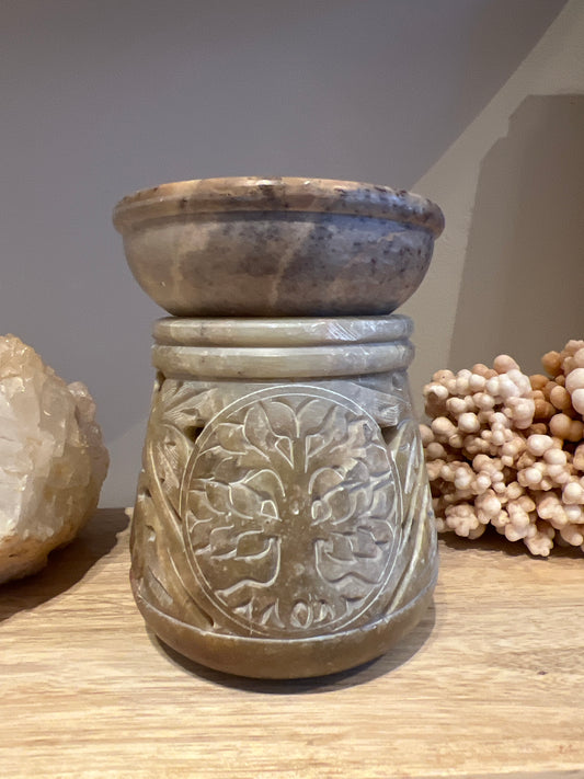 Soapstone Oil Burner — Tree of Life