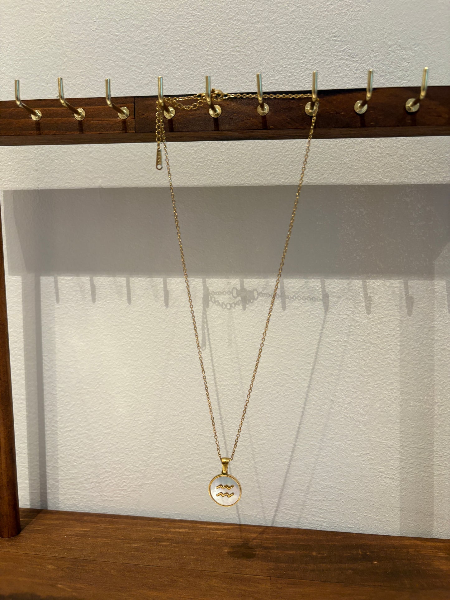 Zodiac Sign 18K Gold Plated Necklace Aquarius Waterman Chain