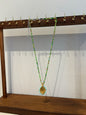 Light Green Holy Mary Necklace Small Beads stainless steal