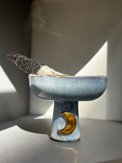 Handmade ceramic smudge bowl- Gold Moon - Studio Avalon Boheme