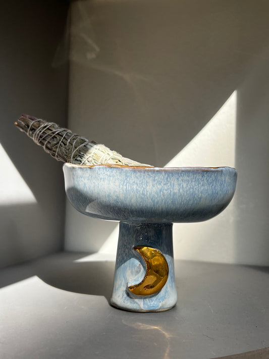 Handmade ceramic smudge bowl- Gold Moon - Studio Avalon Boheme