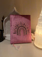 Pink Velvet Notebook with Rainbow  Size 20 x 15 cm