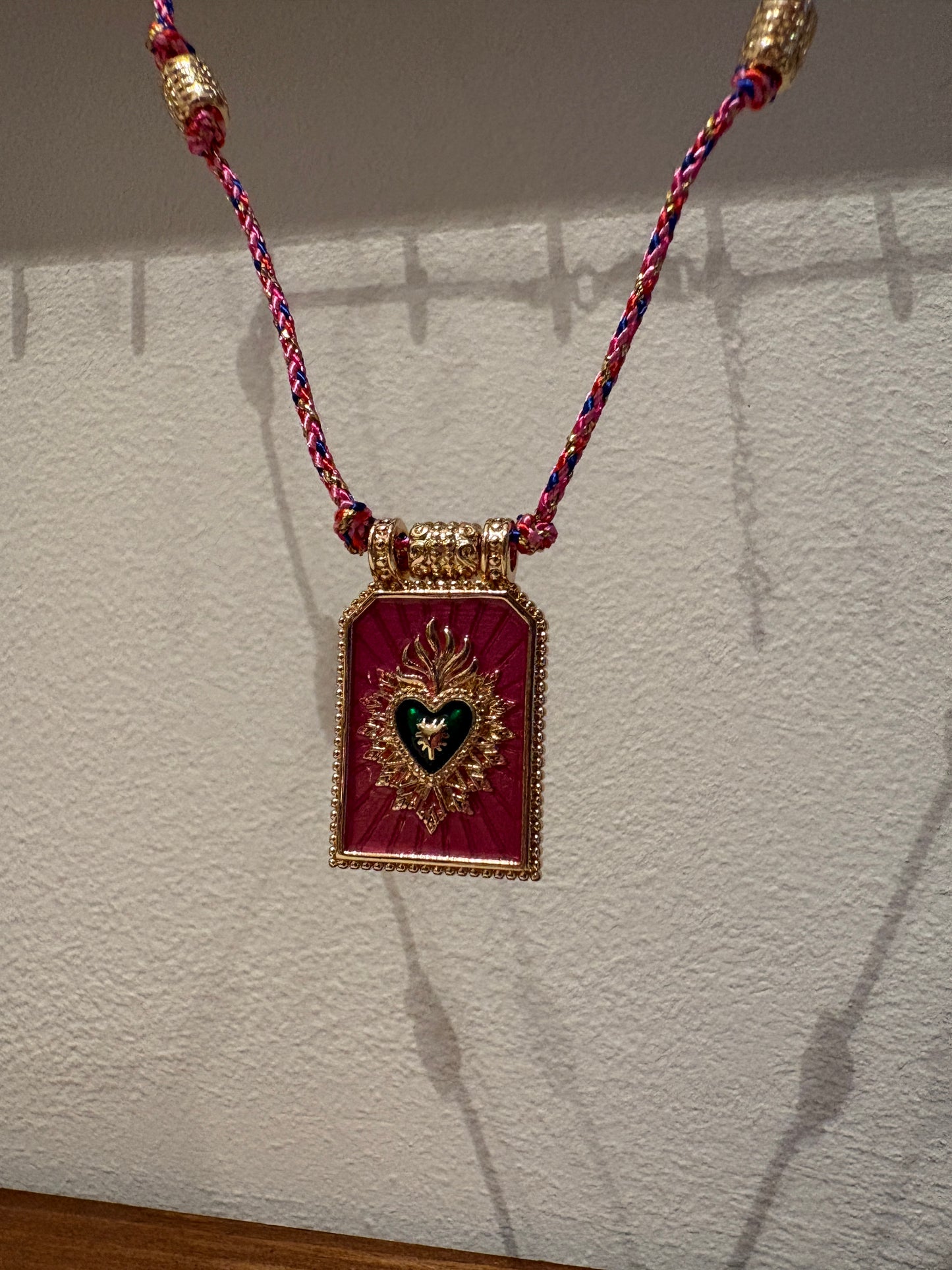 Pink Necklace Burning Heart Tarot Card
