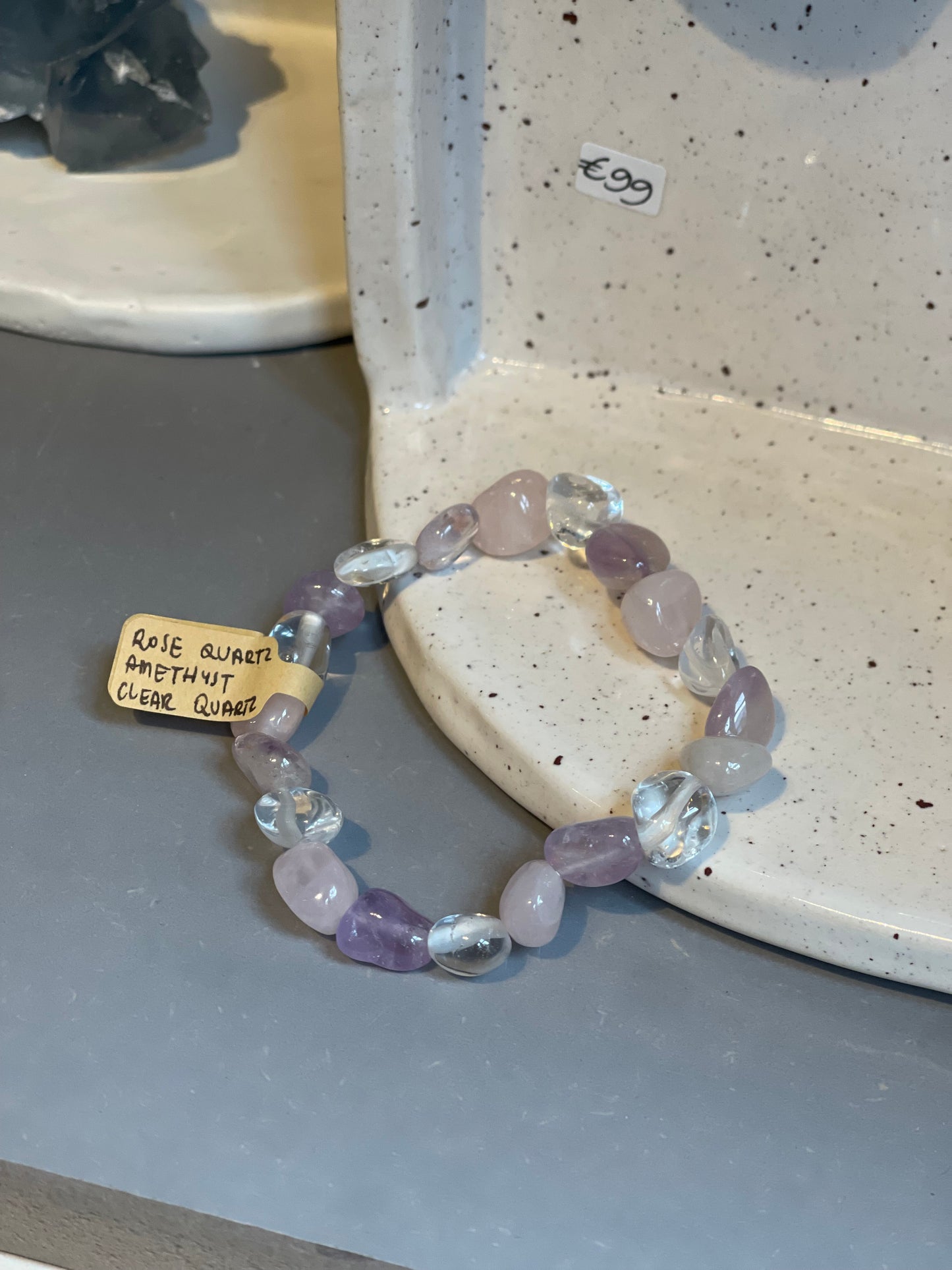 Rose Quartz, Amethyst and Clear Quartz Bracelet
