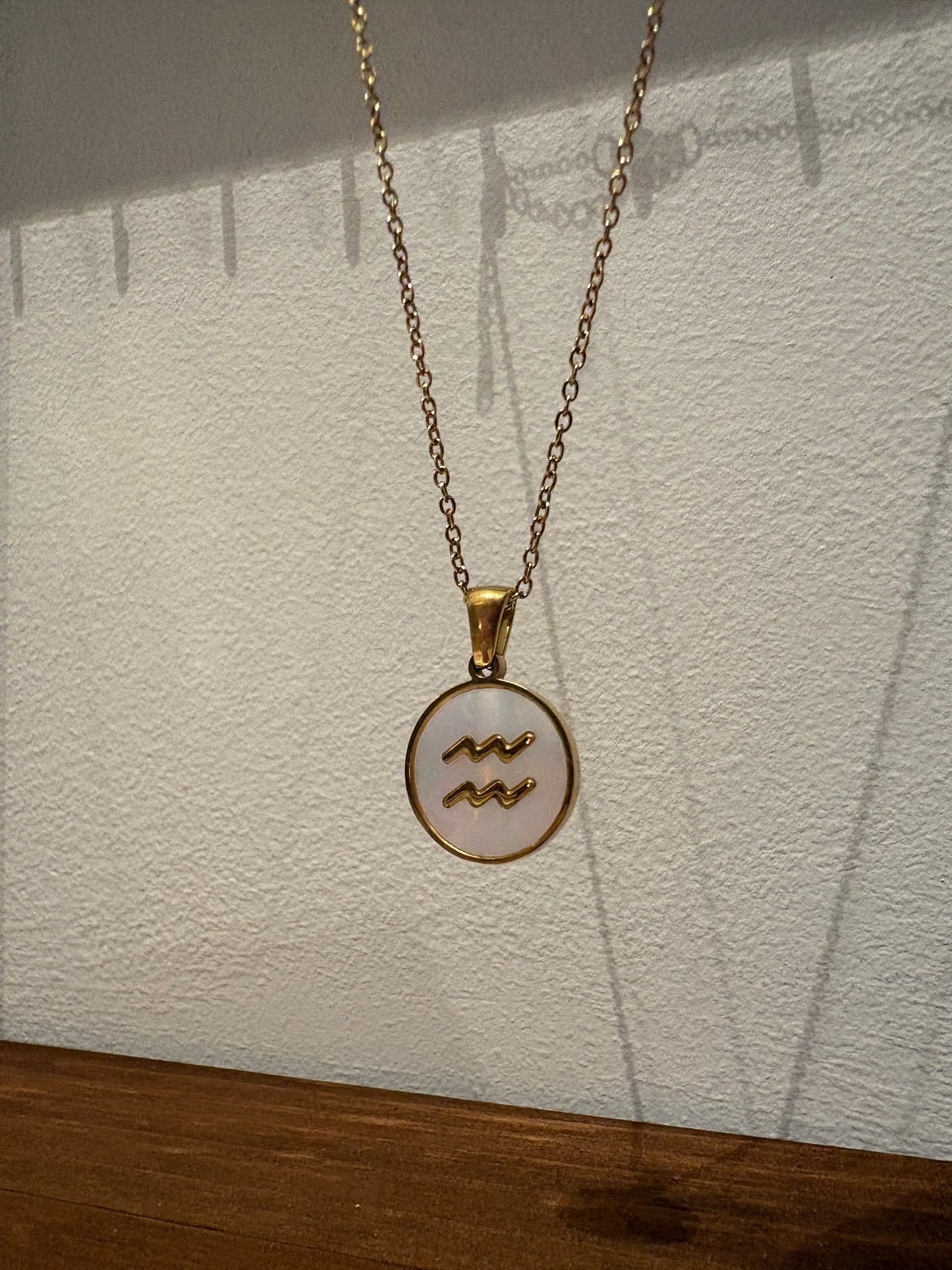 Zodiac Sign 18K Gold Plated Necklace Aquarius Waterman Chain
