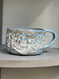 Handmade ceramic blue Angel mug “divine light illuminates my path” - Studio Avalon Boheme