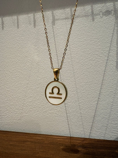 Zodiac Sign 18k Gold Plated Necklace Libra Weegschaal Chain