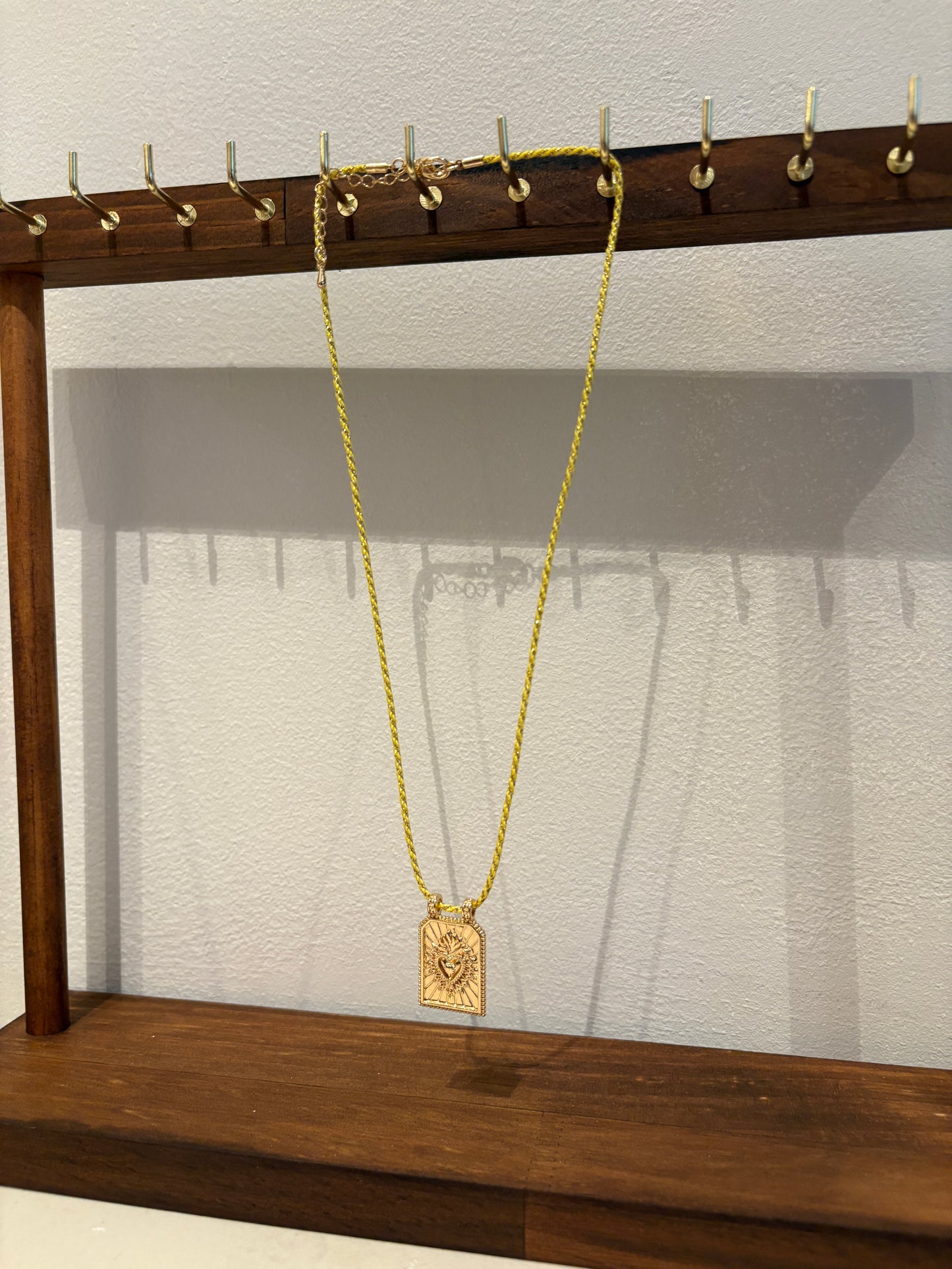 Yellow Necklace Burning Heart Tarot Card