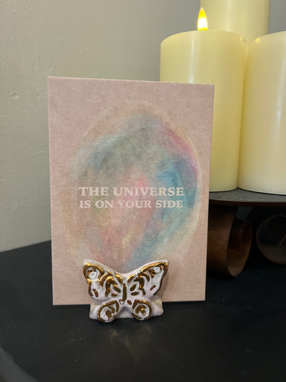 Handmade ceramic cardholder - 24K Butterfly - Studio Avalon Boheme
