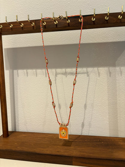Orange Necklace Burning Heart Tarot Card