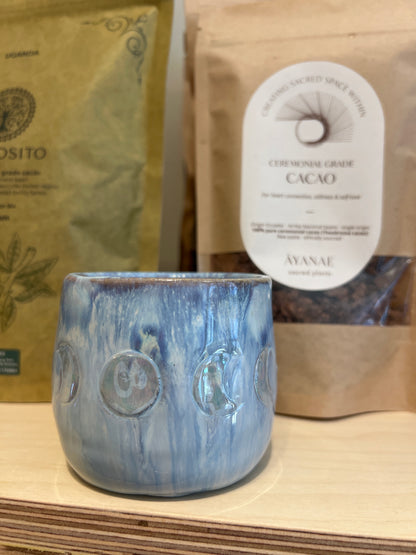 Handmade ceramic cacao cup “Moon phases” - Studio Avalon Boheme