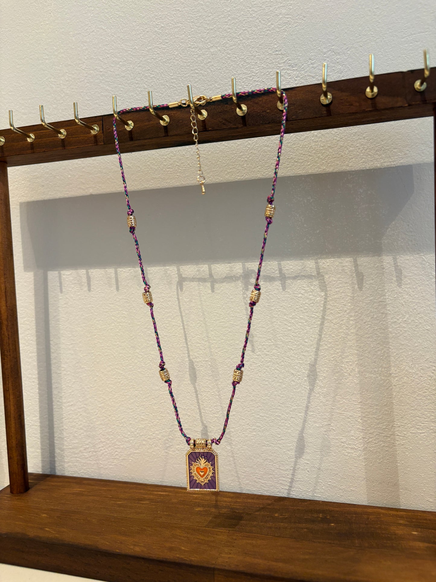 Purple Necklace Burning Heart Stainless steel