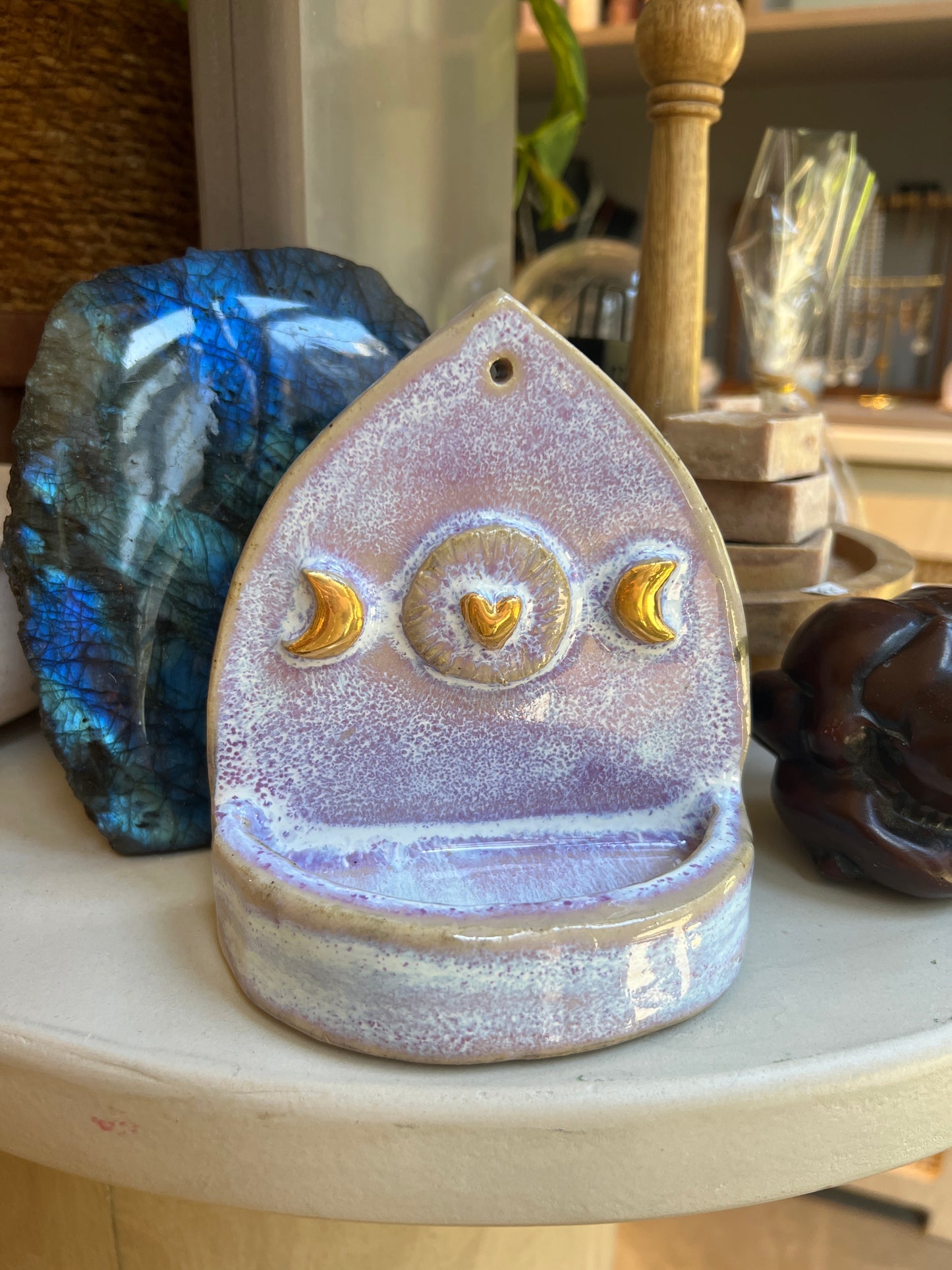 Handmade altar - 24K Gold Moon and heart - Studio Avalon Bohème