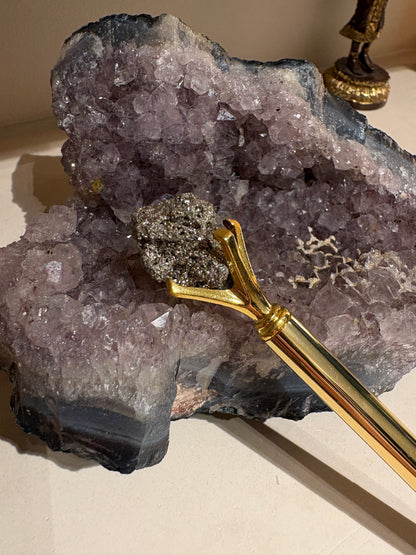 Pyrite Crystal Pen Solar Plexus Chakra