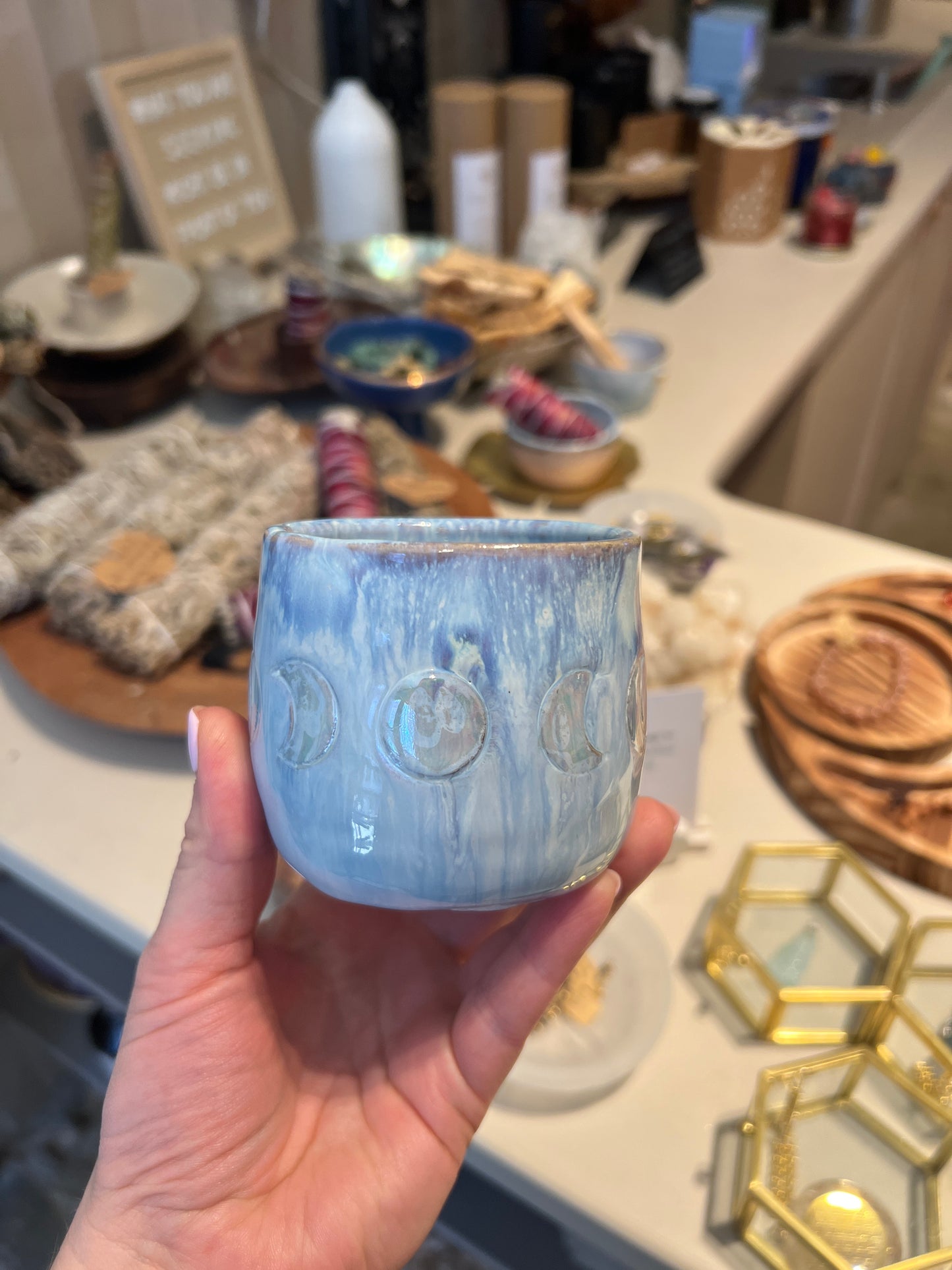 Handmade ceramic cacao cup “Moon phases” - Studio Avalon Boheme