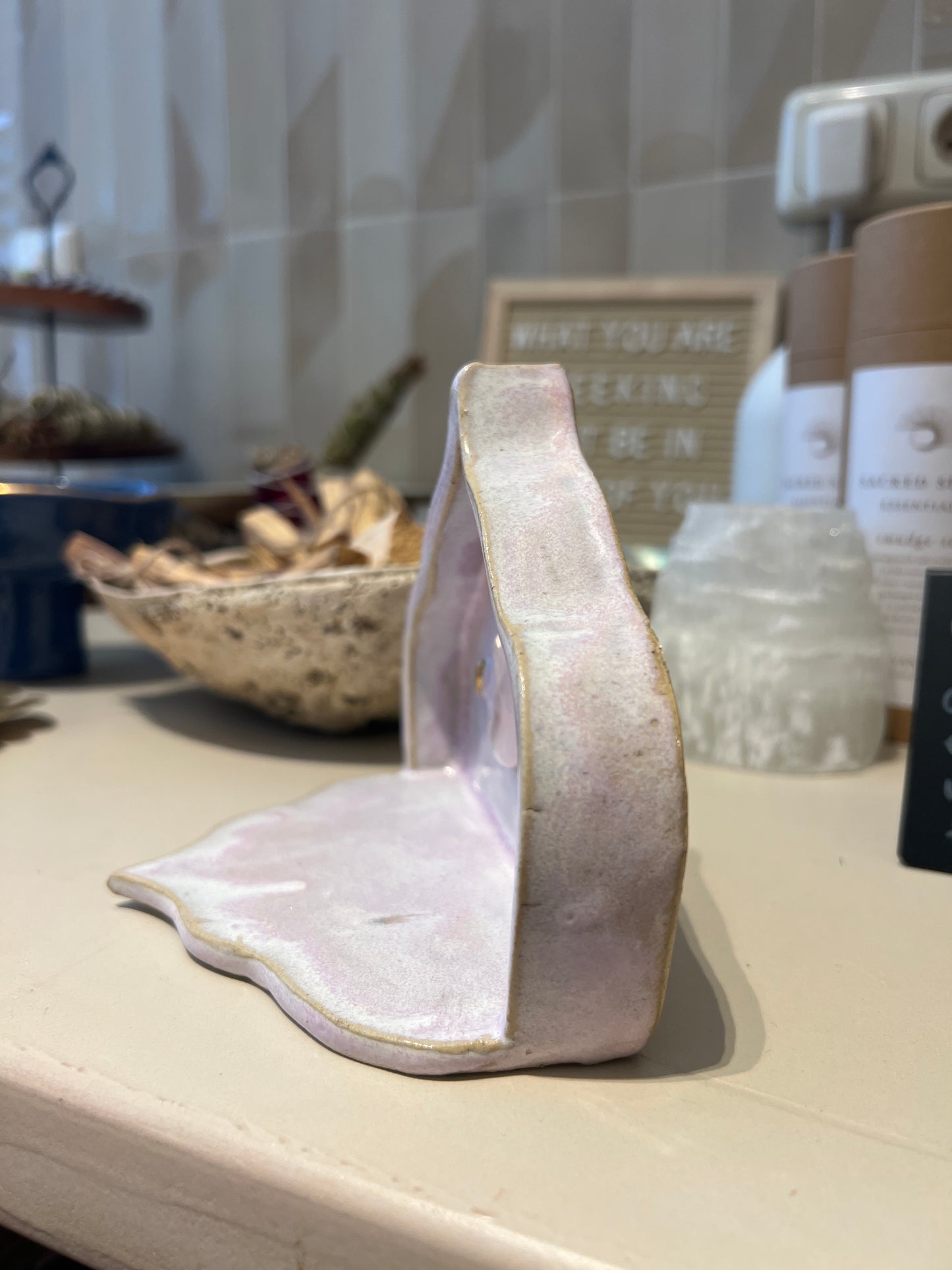 Handmade altar - 24K Gold Heart and Rose Quartz Moon - Studio Avalon Bohème