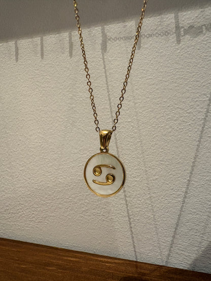 Zodiac Sign 18K Gold Plated Necklace Cancer Kreeft Chain